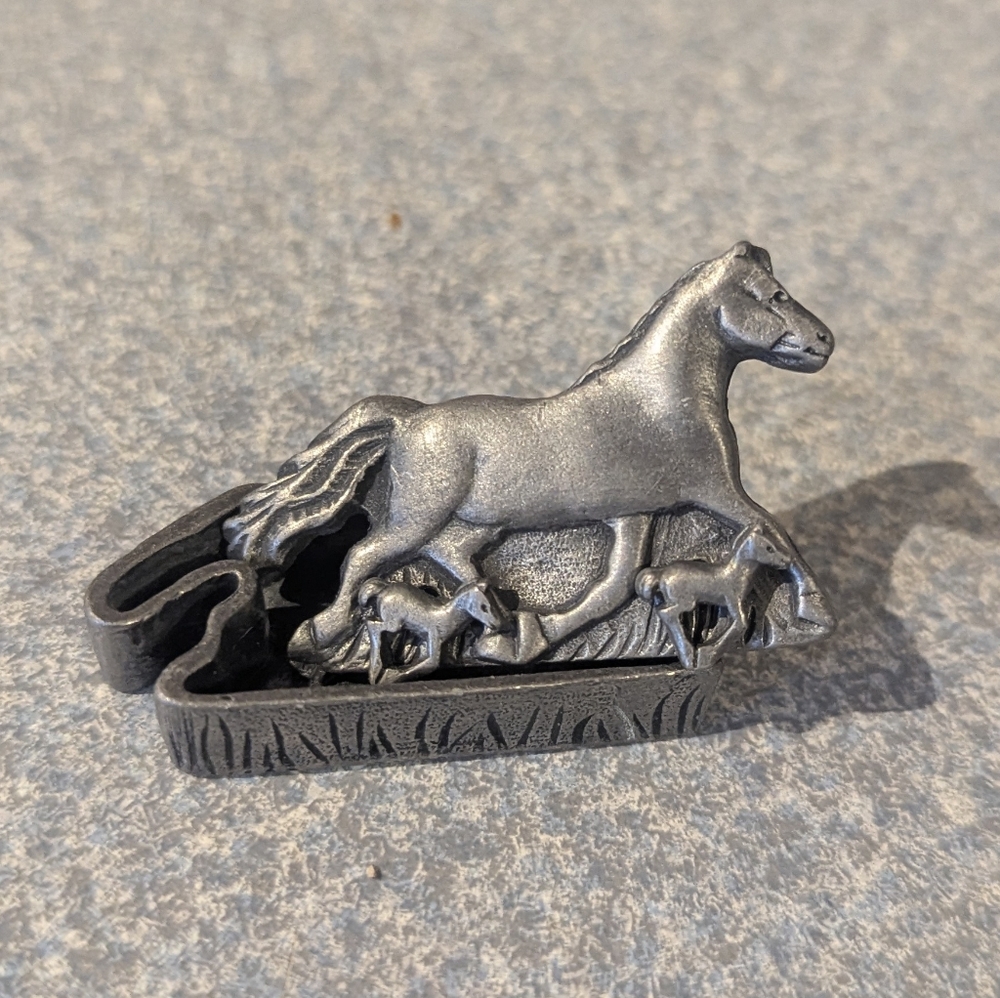 vintage Torino pewter horse pin and earrings set
